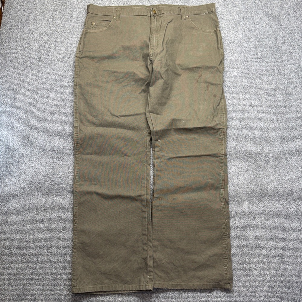 Dickies Mens Carpenter Pants 38x30 Olive Green Duck Canvas Utility Baggy